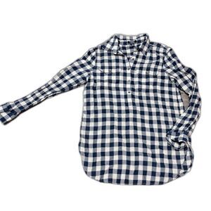 Chaps Top M Blue White Buffalo Check Cabincore Granola Girl Cotton Shirt Casual